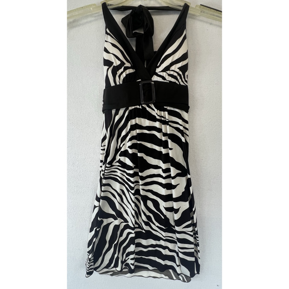IZ Byer Y2K zebra Halter Top Dress Small Brown white buckle 2000s‎ - Picture 1 of 13